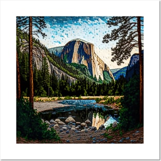 Mosaic Yosemite National Park Square | Half Dome | El Capitan Posters and Art